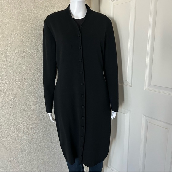 Anne Klein II Long Wool Button Up Long Sleeve Cardigan Sweater Dress - Large - Picture 3 of 15
